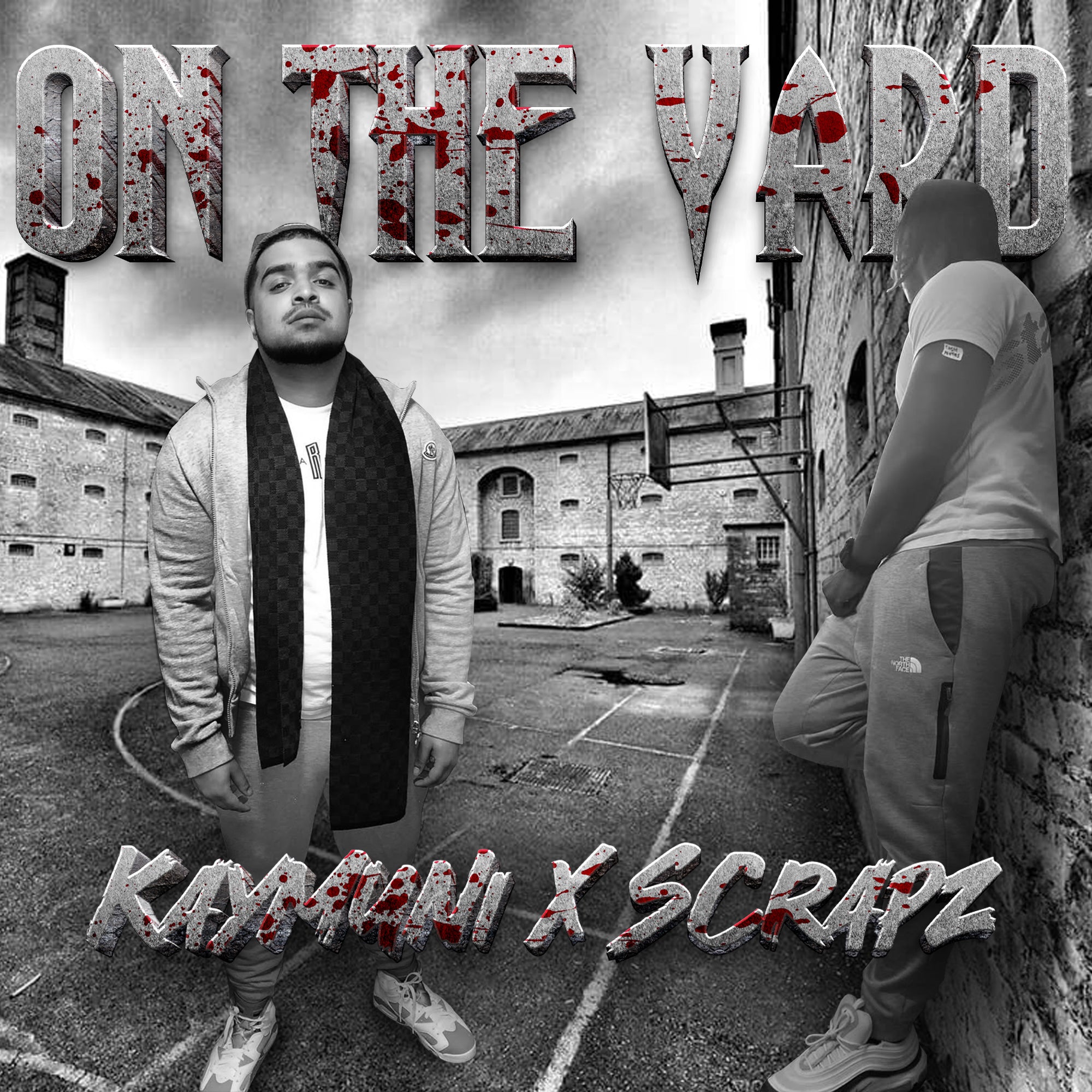Custom album cover design for Kaymuni 'On the Yard' featuring Kaymuni and Scrapz on prison yard