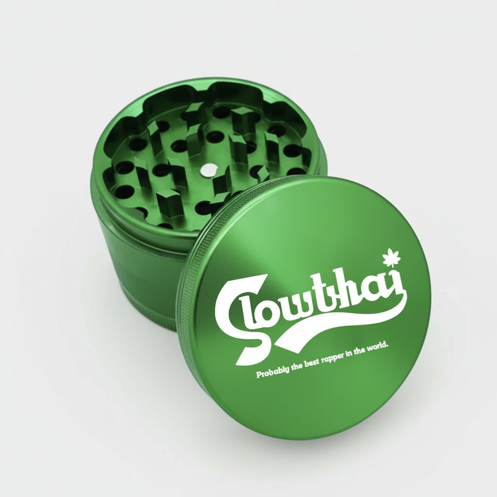 Custom branded grinders with personalized designs for slowthai branded merch for businesses and events