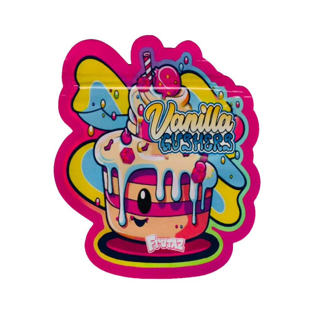Mylar Bag cali pack with a cartoon ice cream cone and 'Vanilla Cushers' text on a white background
