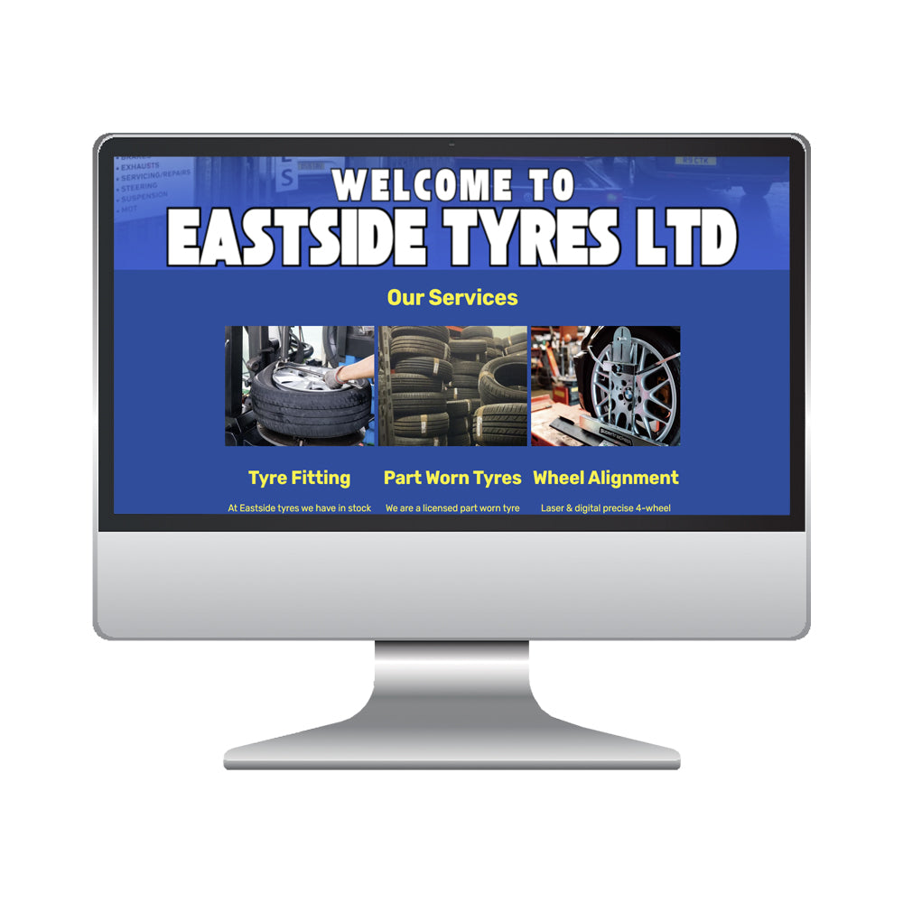 Web design services example on client website mockup