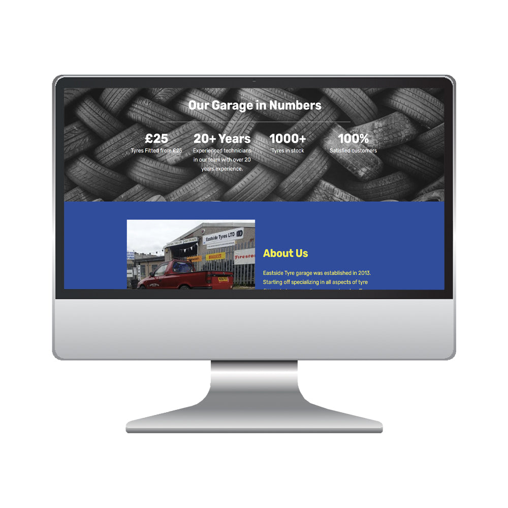 Web design services example on client website mockup