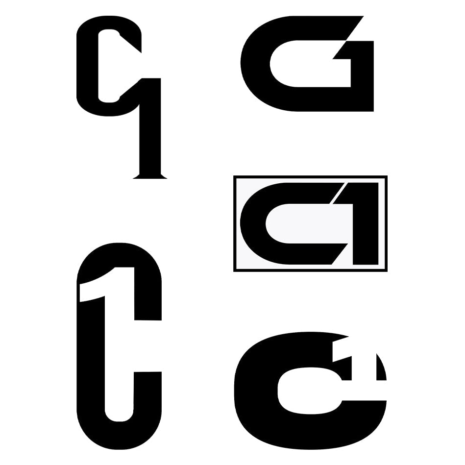 Custom logo design service for C1 featuring interlocking letters logo with collage of custom music artist logo design concepts